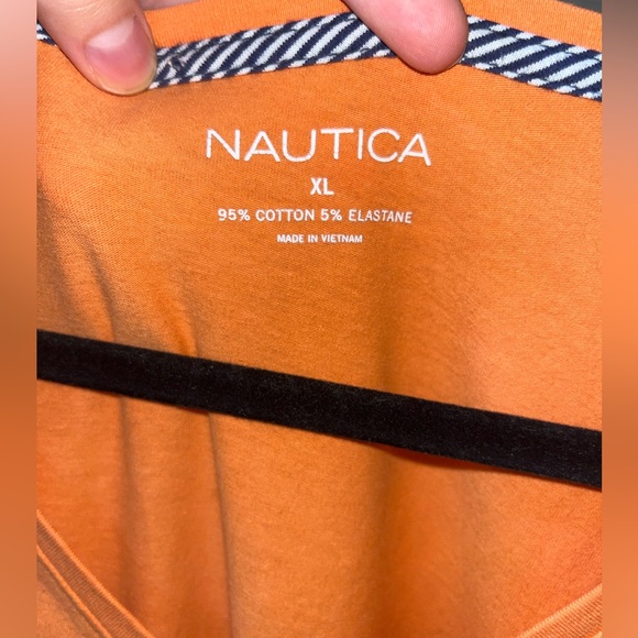 🤎3/$10 Nautica Women's Short Sleeve Orange Tee - Picture 3 of 3